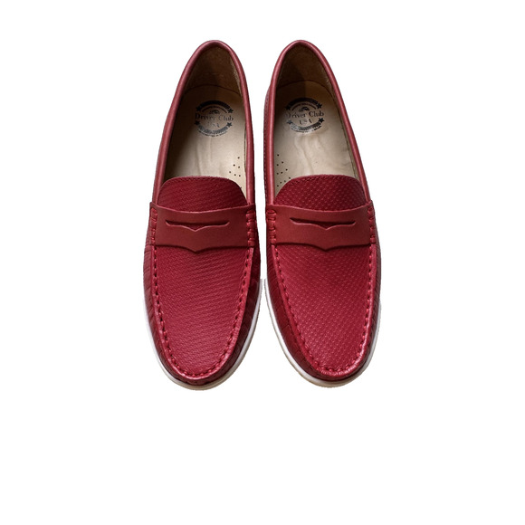 Driver Club USA Shoes Womens Size 5 Red Naples 2 Penny Loafer Leather Moccasin - Picture 1 of 14